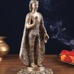 Pure Brass Standing Lord Buddha Statue | 11" Height | Fully Engraved Design | Sacred Art Collection | Traditional Craftsmanship | Premium Decor | Jaipurio